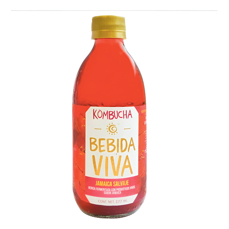 Bebida Kombucha Sabor Jamaica Con Probióticos 6 Pzs De 377ml