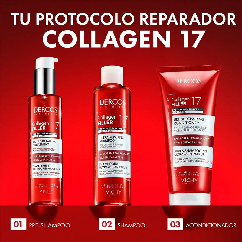 Vichy Dercos Shampoo Ultra Reparador Daño Quebradizo 200ml