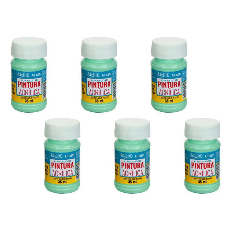 Pintura Acrílica Alta Calidad Color Menta 6 Piezas De 35ml Menta