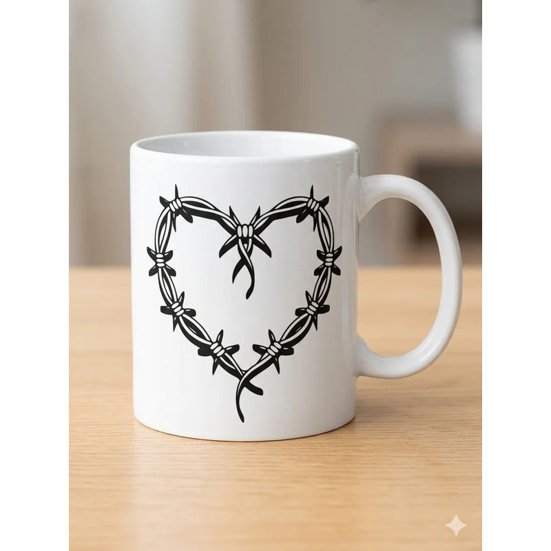 Taza Karol G Tatuaje Corazón Blanco Tatuaje