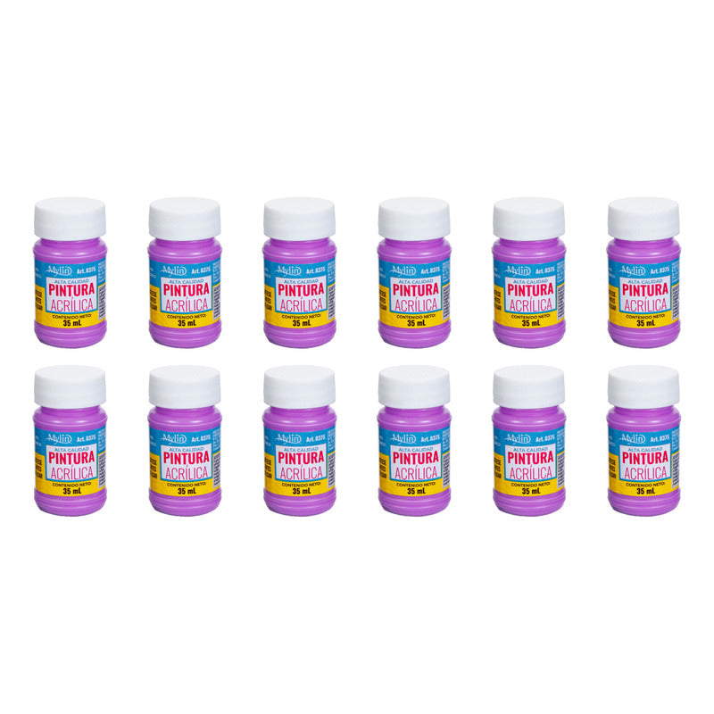 Pintura Acrílica Alta Calidad Color Violeta 12 Pz De 35ml Violeta