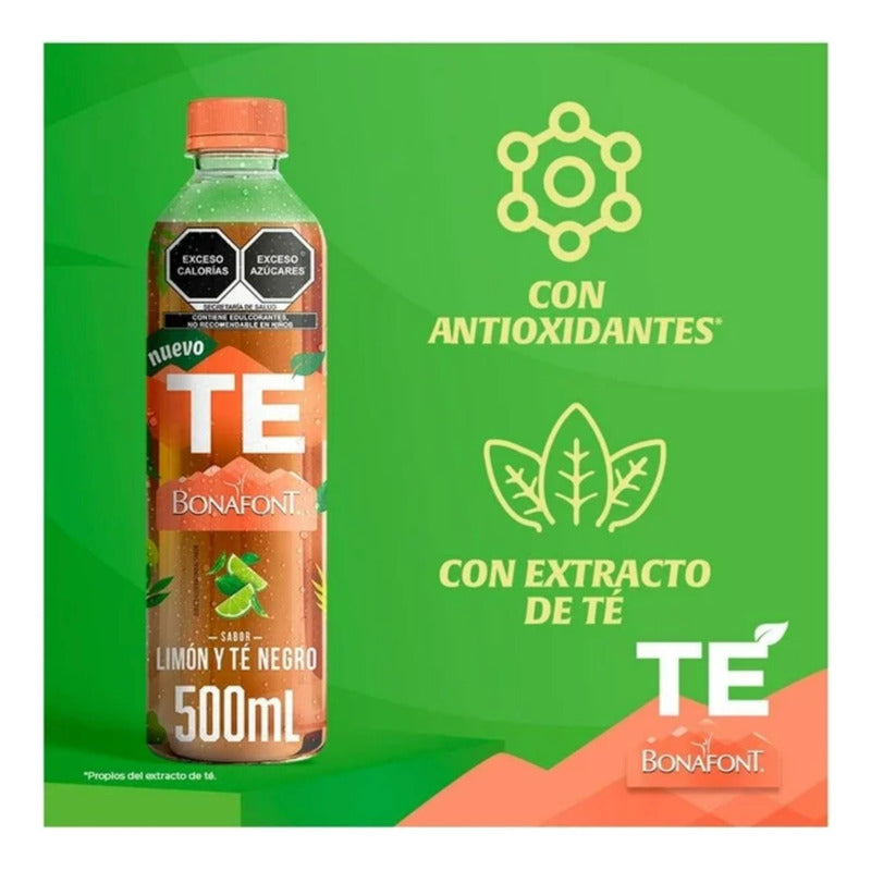 Té Negro Bonafont Sabor Limón 500 Ml (8 Piezas)