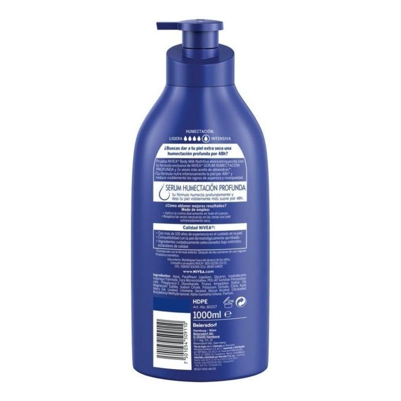 Nivea Milk Nutritiva Crema Corporal 1 L Nutrición Para Piel Extra Seca