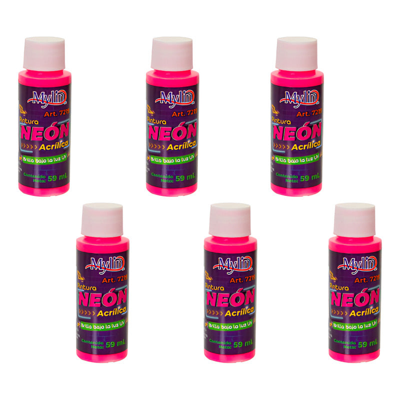 Pintura Acrílica Rosa Neón 6 Piezas De 59ml Rosa Neón