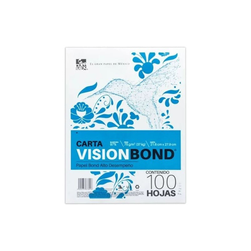 Papel Bond Carta Copamex Vision Bond Paq 100 Hojas Blancas Color Blanco