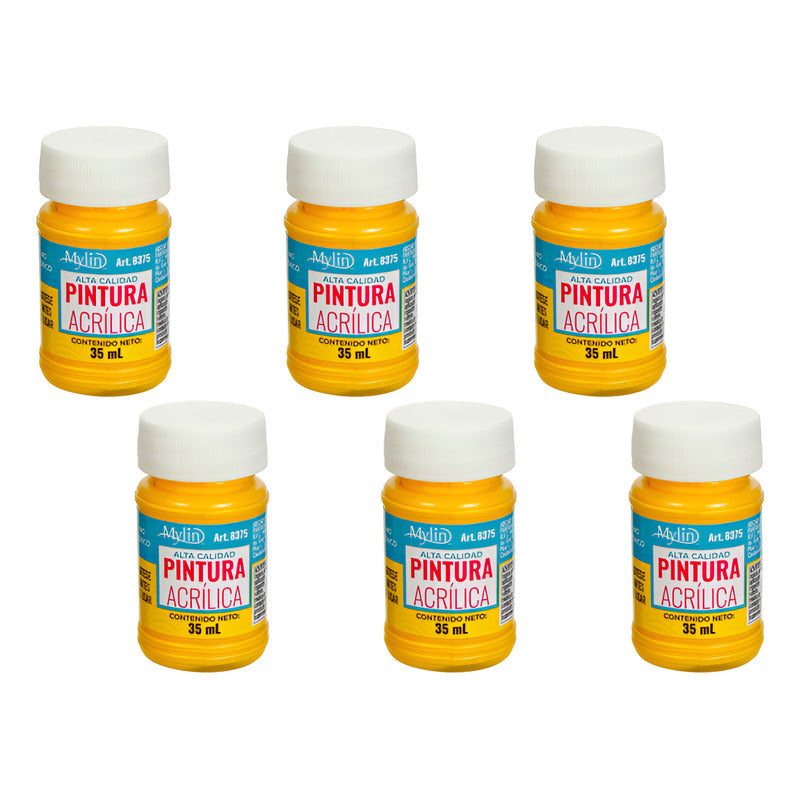 Pintura Acrílica Alta Calidad Color Mostaza 6 Pz De 35ml Mostaza