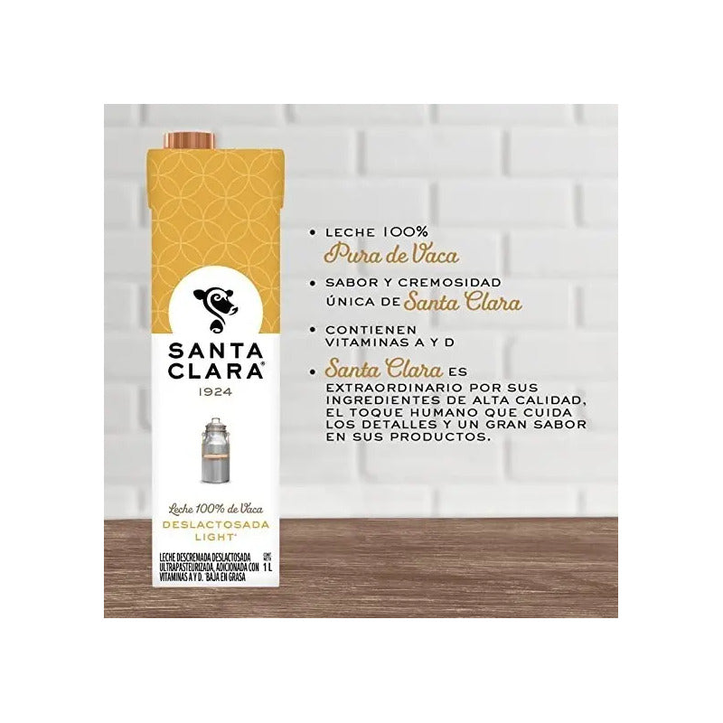 Pack X6 Und Leche Deslactosada Light 1 Litro C/u Santa Clara