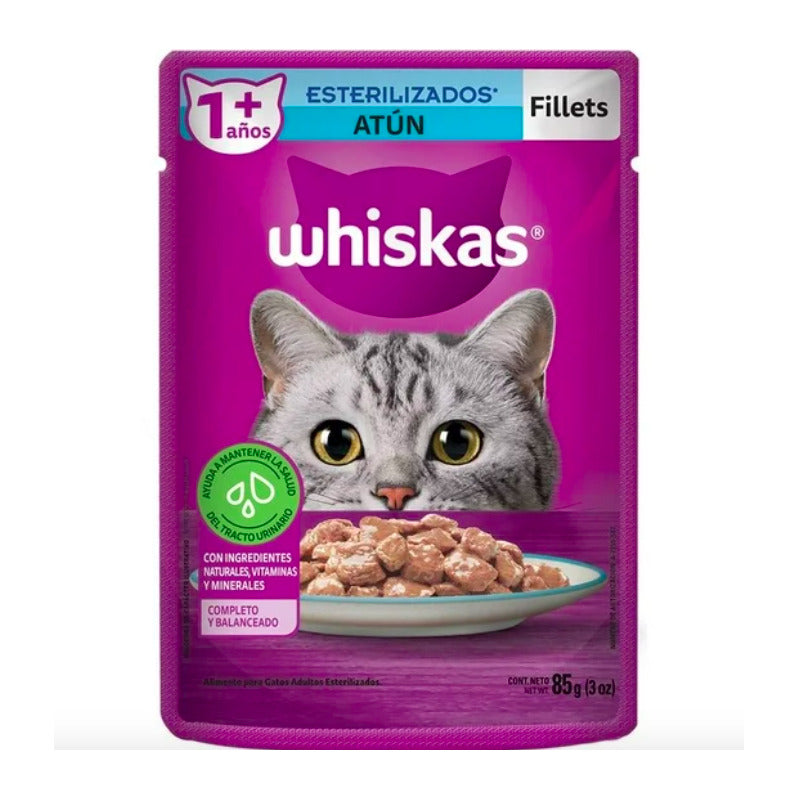 Alimento Whiskas Esterilizados Fillets Atún 85g (24 Sobres)