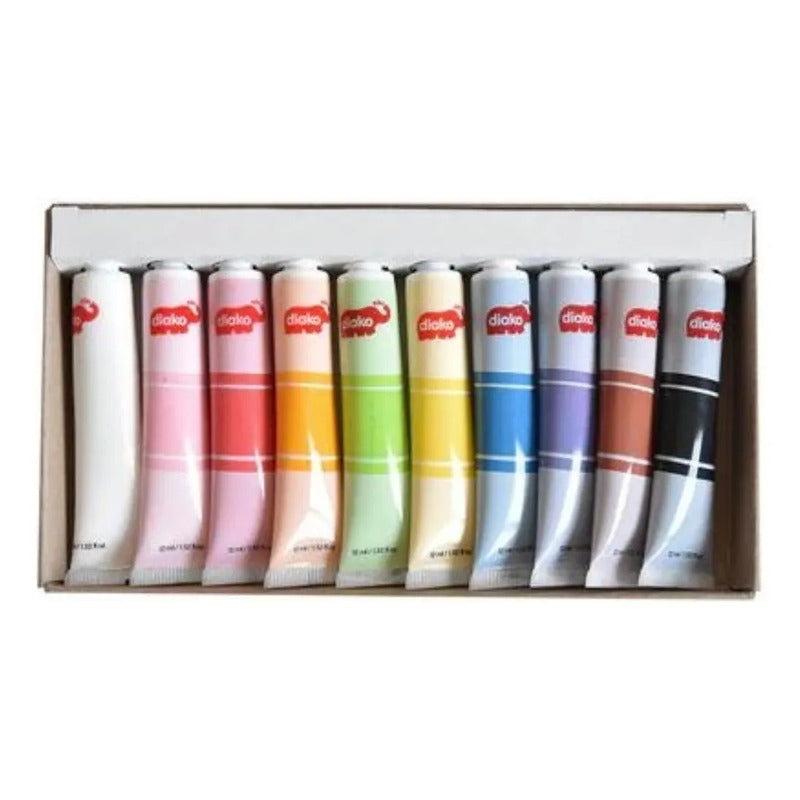 Kit De Pinturas Acrílicas Para Niños | Caja De 10 | Diako