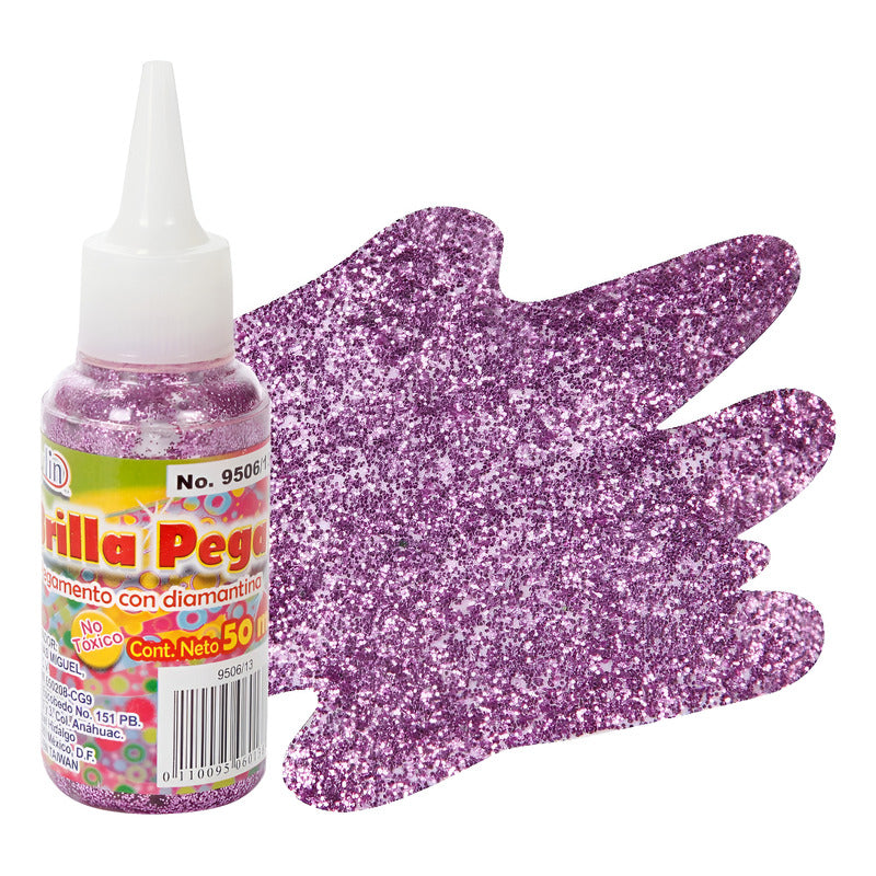 Pegamento Con Diamantina Color Fiusha 50ml 4pz Fiusha