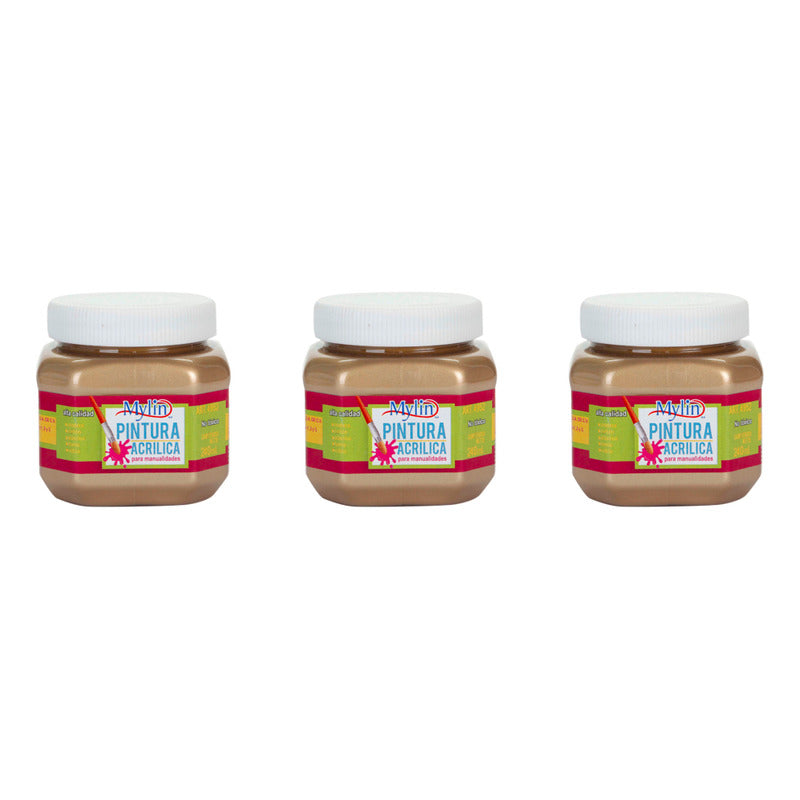 Pintura Acrílica Color Oro Metálico 3 Piezas De 240ml Oro