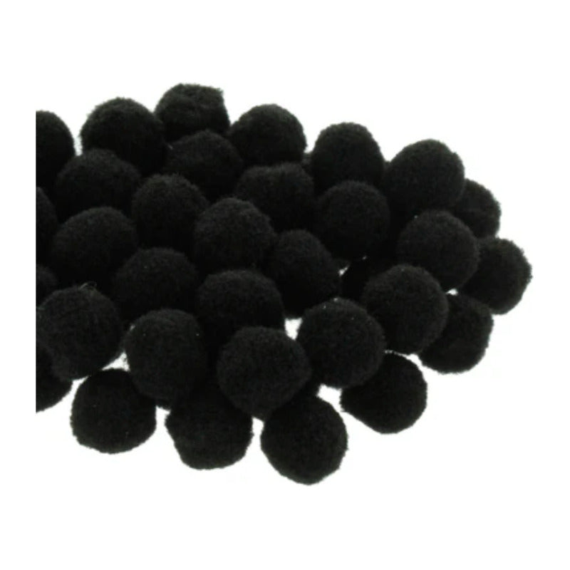 Mercería Pom Poms De 19mm Color Negro 1 Paq De 100pz