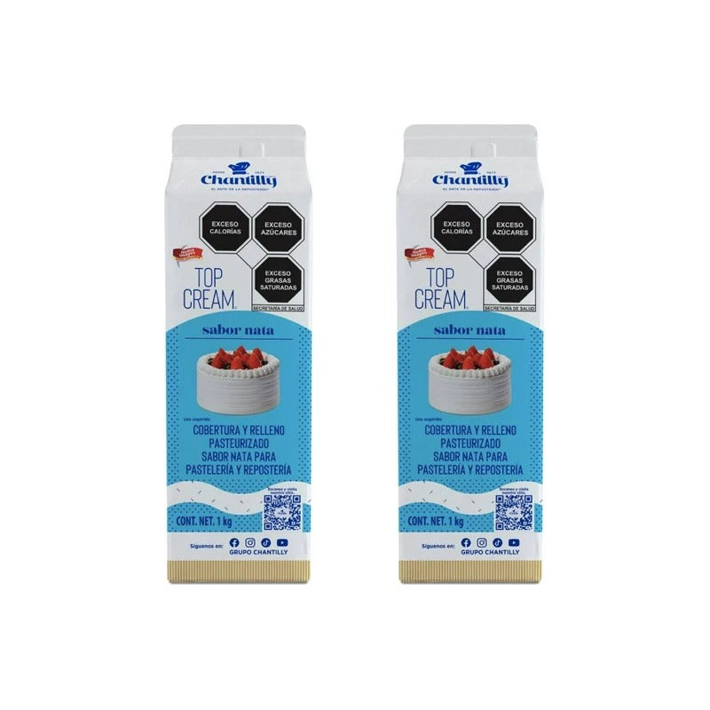 Crema Chantilly Top Cream Sabor Nata 1 Kg (2pzas)