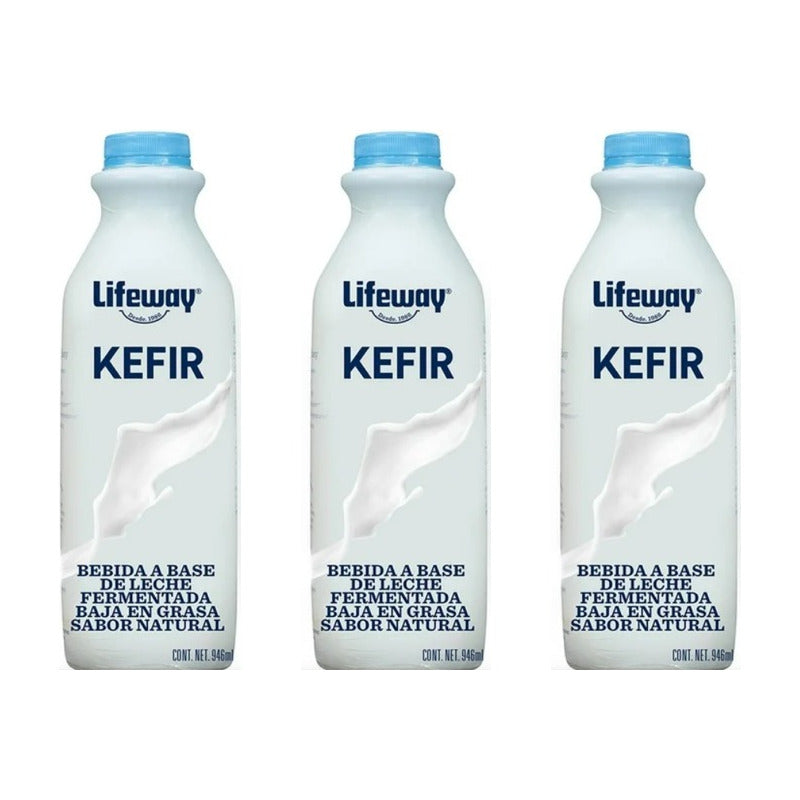 Bebida Lifeway Kefir Sabor Natural Baja Grasa 3 Pz De 946ml