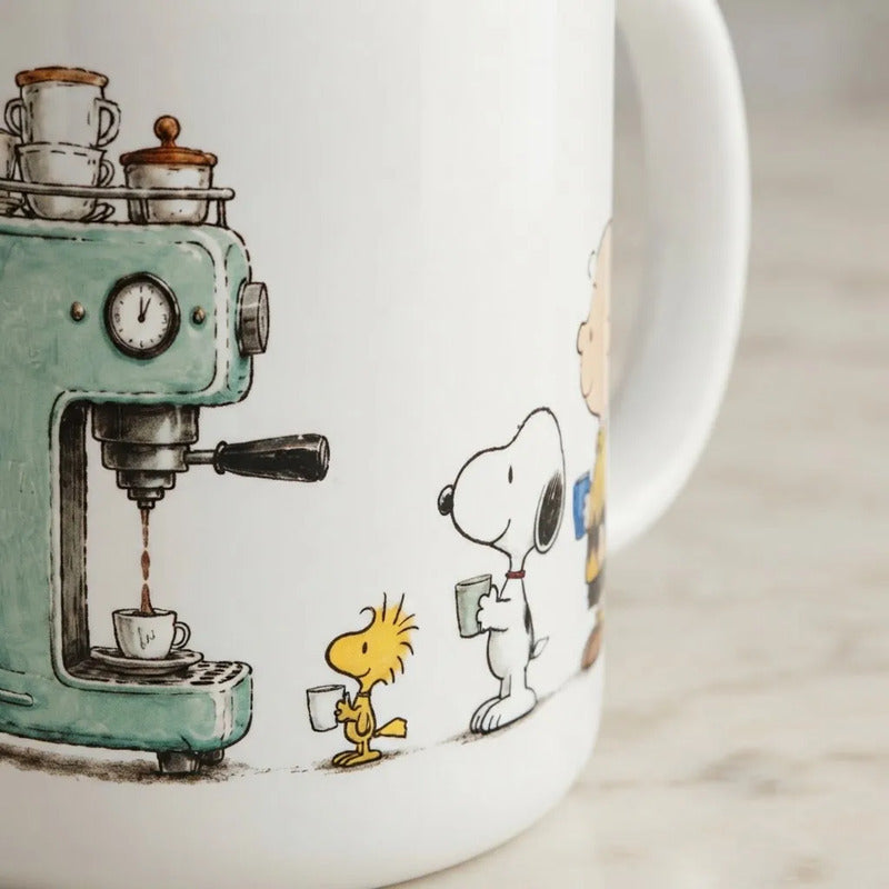 Taza De Cerámica Snoopy Y Charlie Brown Peanuts Blanco Snoopy