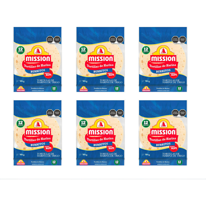 Tortillas De Harina Para Burritos Mission 6 Piezas De 504gr