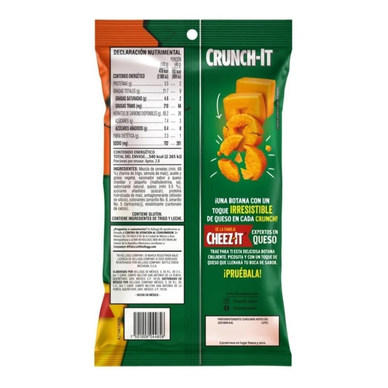 Crunch-it Sabor Queso Cheddar Y Jalapeño 1o Pz De 100 G