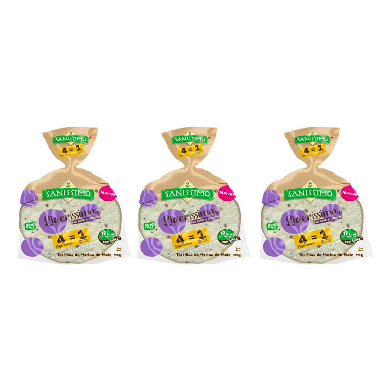 Tortillas Sanissimo Ligerissimas Chía Y Linaza 3 Pz De 400g