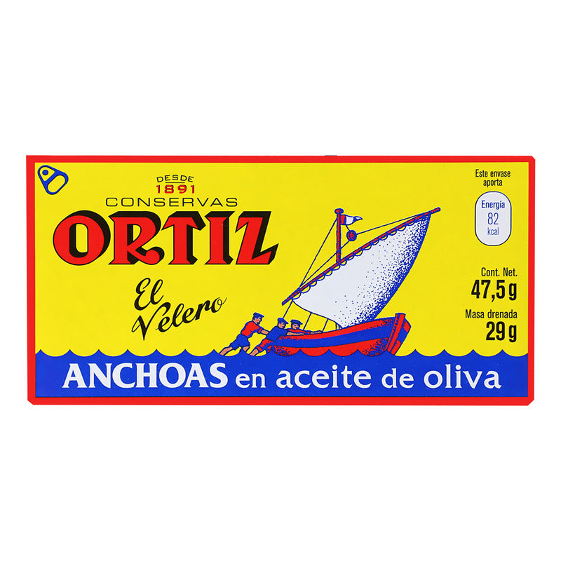 Anchoas En Aceite De Oliva Ortiz De 47.5 Gr (2pzs)