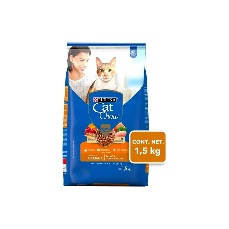 Cat Chow Delimix Sabor Salmón Carne Y Pollo 6 Pzas De 1.5kg