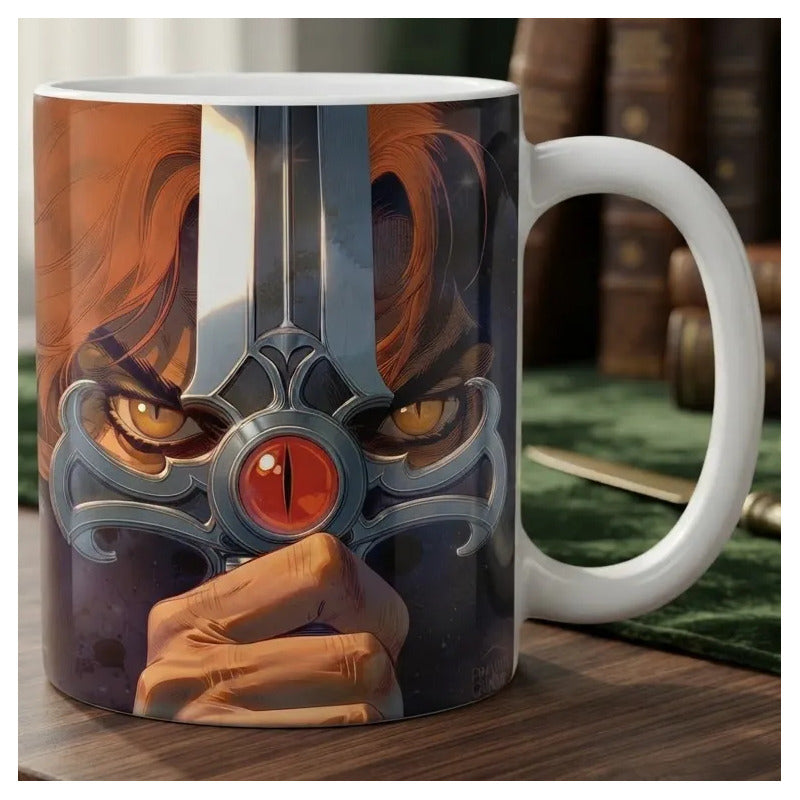 Taza De Cerámica Thundercats León-o Espada Del Augurio Blanco León-o