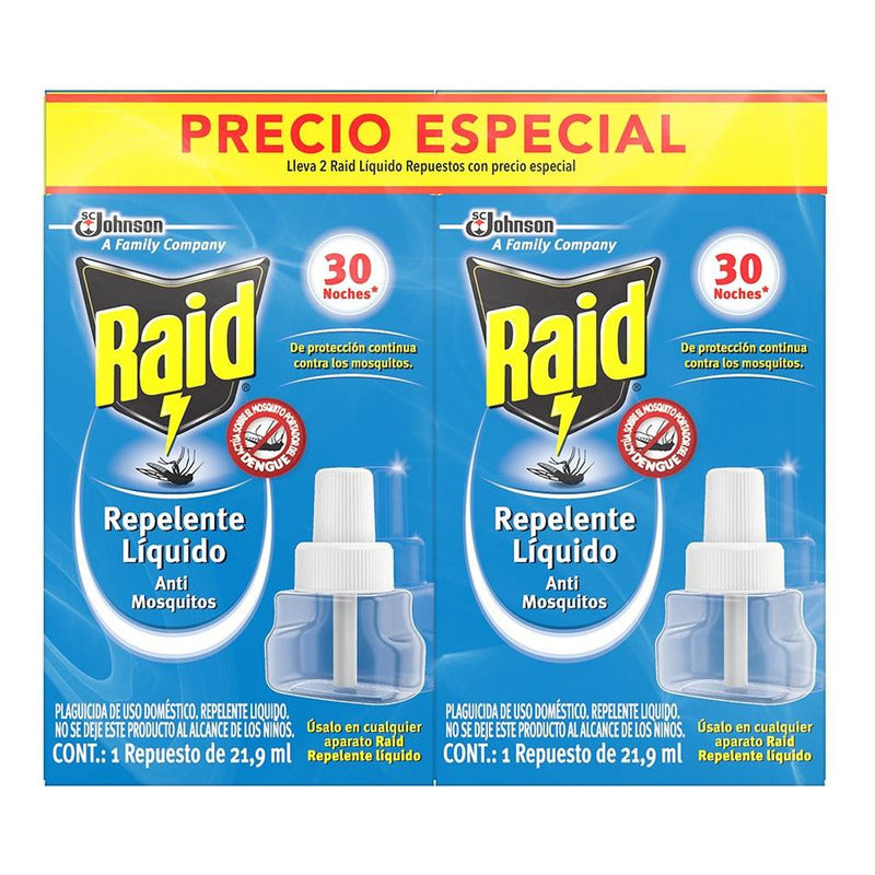 Repelente Líq Raid Antimosquitos Eléctrico 2 Repuesto 21.9ml