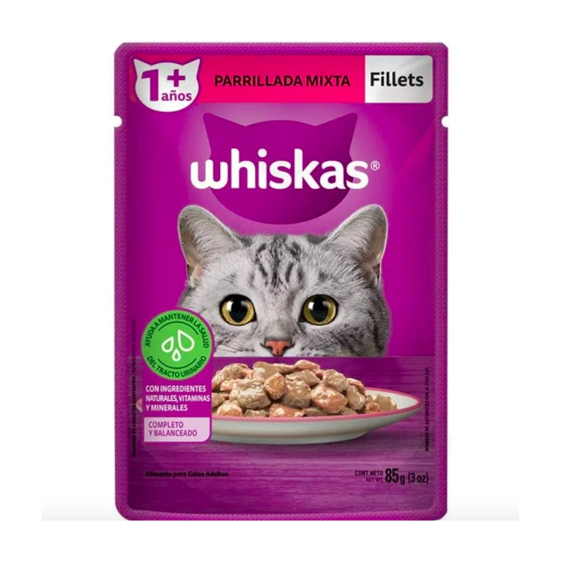 Alimento Whiskas Fillets Parrillada Mixta 85gr (12 Sobres)
