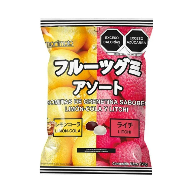Gomitas Morimoto  Sabor Limón-cola Y Litchi 120 G (4 Piezas)