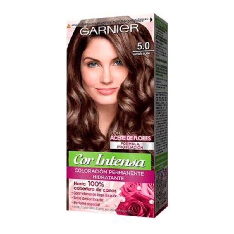 5 Pz Tinte Para Cabello Garnier Cor Intensa 5.0 Castaño Clar 5.0