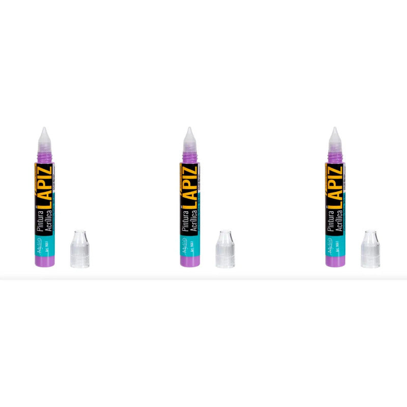 Pintura Acrílica En Lápiz Color Morado 3 Piezas De 30ml Morado