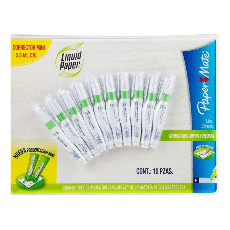 Corrector Líquido Paper Mate Liquid Paper Pluma 10 Pzas
