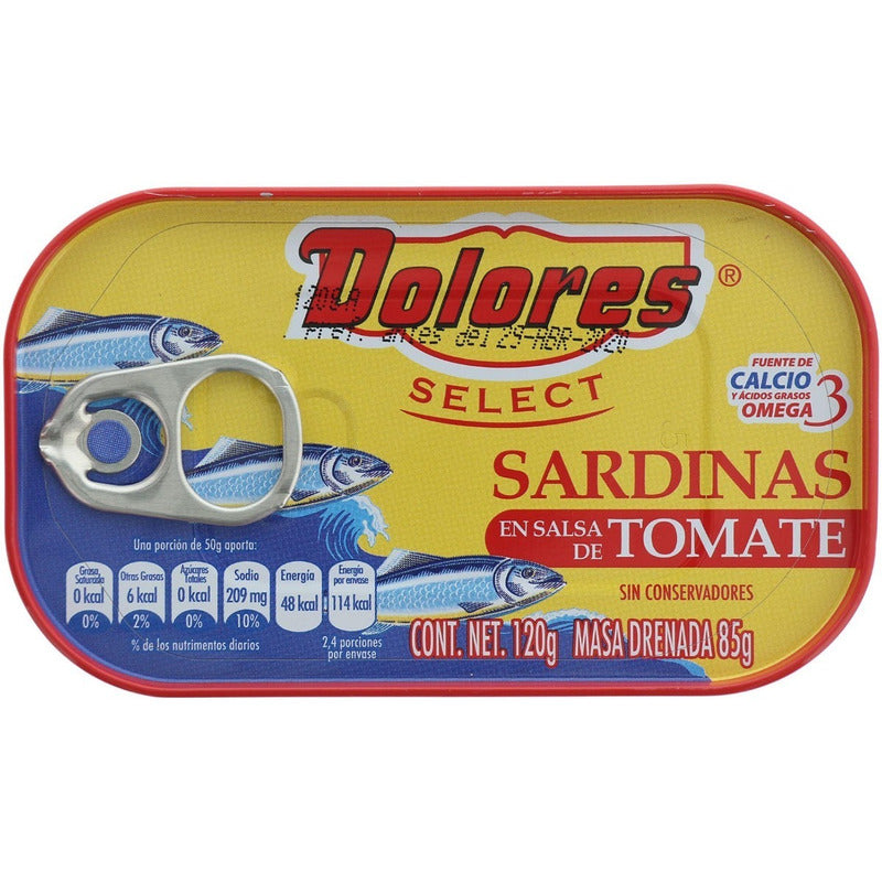 Sardinas En Salsa De Tomate Lata Dolores 120gr 8 Pack Ipg