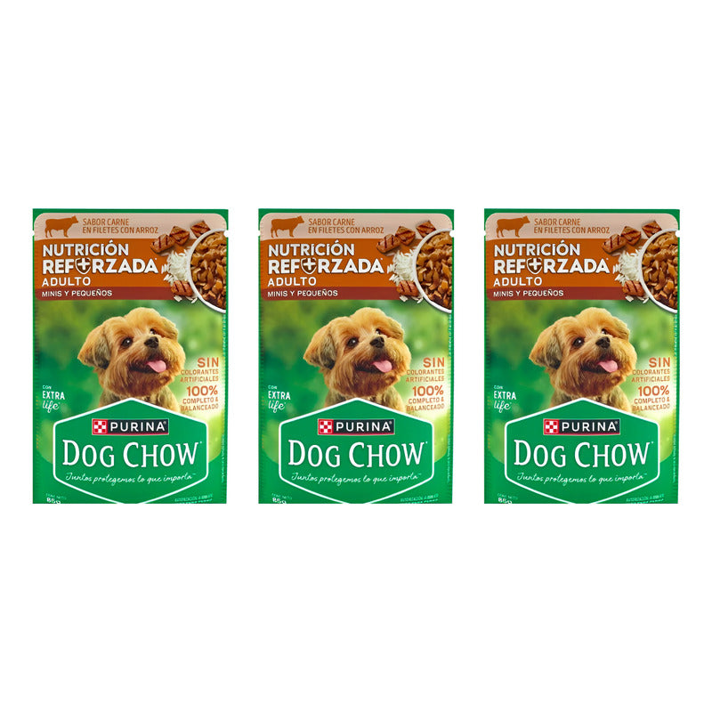 Alimento Para Perro Dog Chow Adulto Mini Carne 3 Pz De 85g