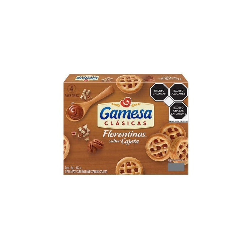 Galleta Florentina Sabor Cajeta 332gr Con 4pzas C/u 3cajas D