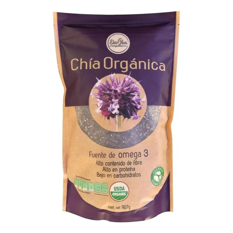 Chía Orgánica Ecopan 907g Omega 6 & 3 No Ogm Alto Proteina