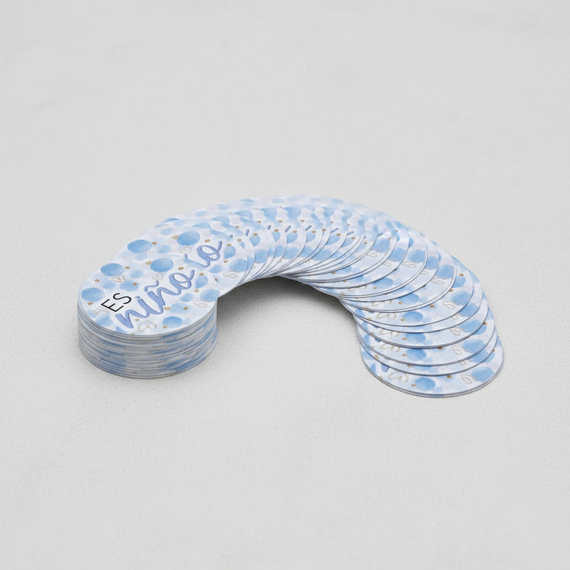 Tarjetas Para Baby Shower Es Niño De 3.5x3.5cm 48 Piezas Azul