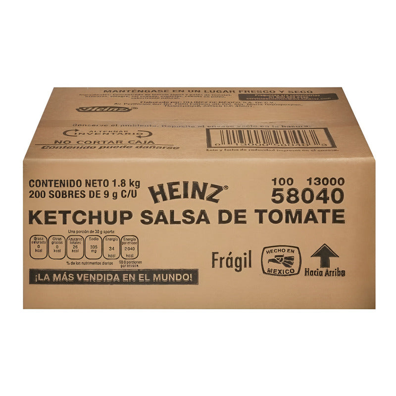 Salsa Catsup Heinz Ketchup 200 Sobres De 9gr C/u Porcionada