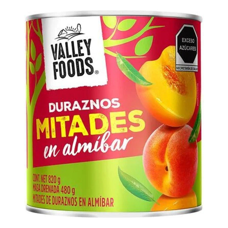 Duraznos Mitades En Almíbar Valley Foods (3 Piezas) 820 G