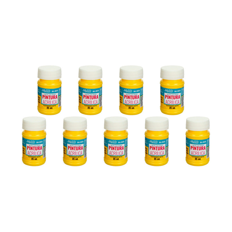 Pintura Acrílica Alta Calidad Color Amarillo Piña 9pz D 35ml Amarillo Piña