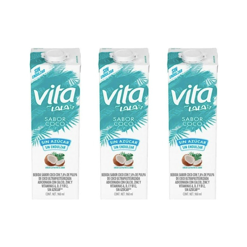 Bebida Lala Vita Sabor Coco Sin Azúcar 24 Piezas De 960ml