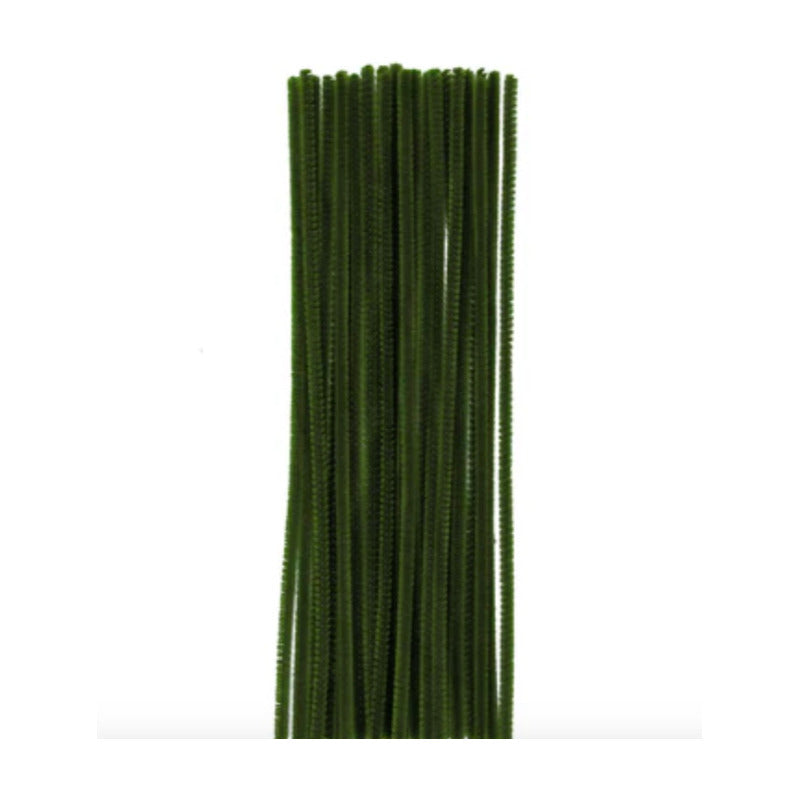 Limpia Pipas Terciopelo Color Verde Oscuro De 30cm 200pz