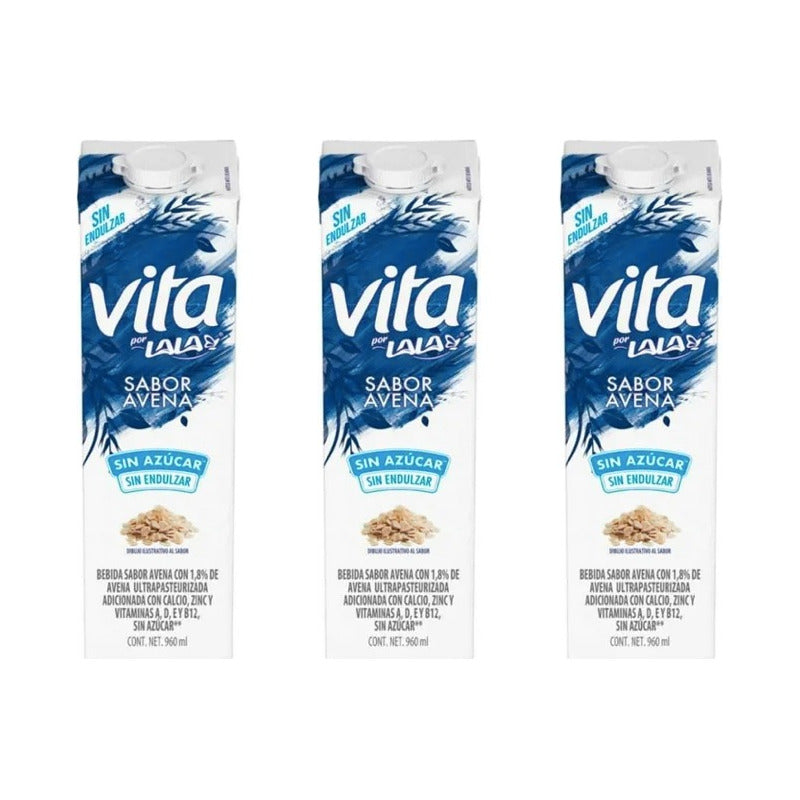 Bebida Vita Lala Sabor Avena Sin Azucar 12 Piezas De 960ml