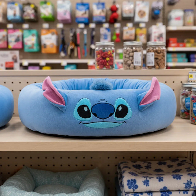 Disney Cama Ovalada Diseño Stitch Para Perro, Chico Azul Circular