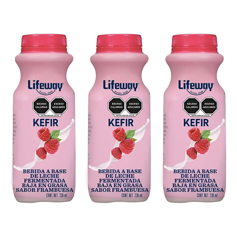 Bebida Lifeway Kefir Sabor Frambuesa 3 Piezas De 236ml