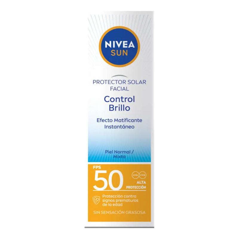 Nivea Protector Solar Control Brillo Sun Facial 50ml, Bloqueador Solar