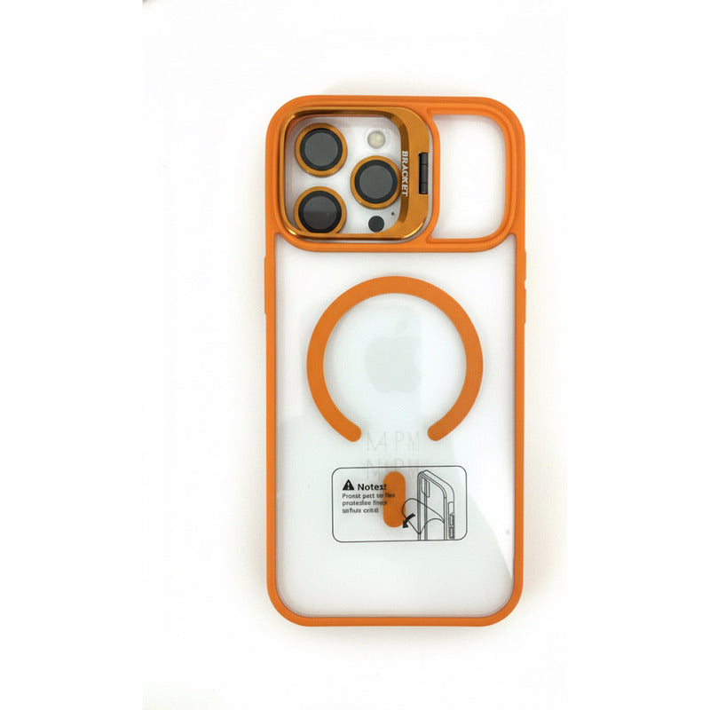 Funda Transparente iPhone 17/pro/promax Magsafe + Tapa Lente Naranja iPhone 17 Pro