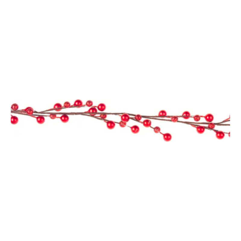 Guía Navideña De Cerezas Color Rojo Diamantado 3pz De 1.83m