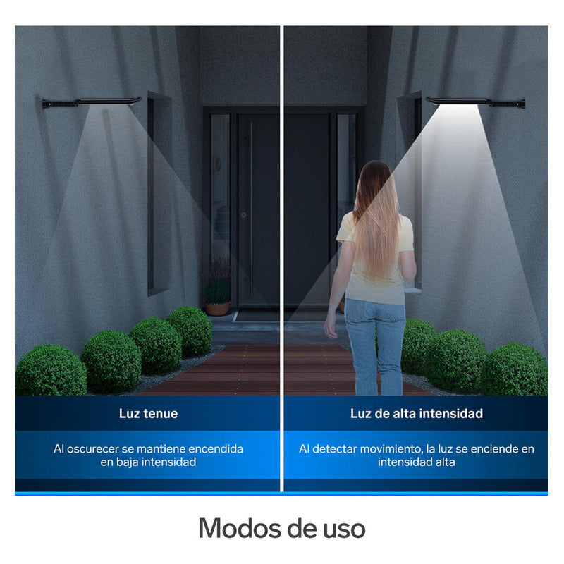 Steren Lámpara Led Con Sensor De Movimiento, Panel Solar | Lam-081 Negro