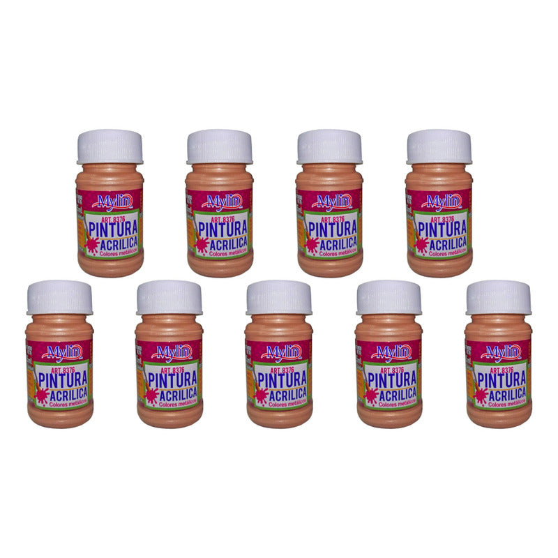 Pintura Acrílica Color Metálico Cobre Brillante 9 Pz De 35ml Cobre Brillante