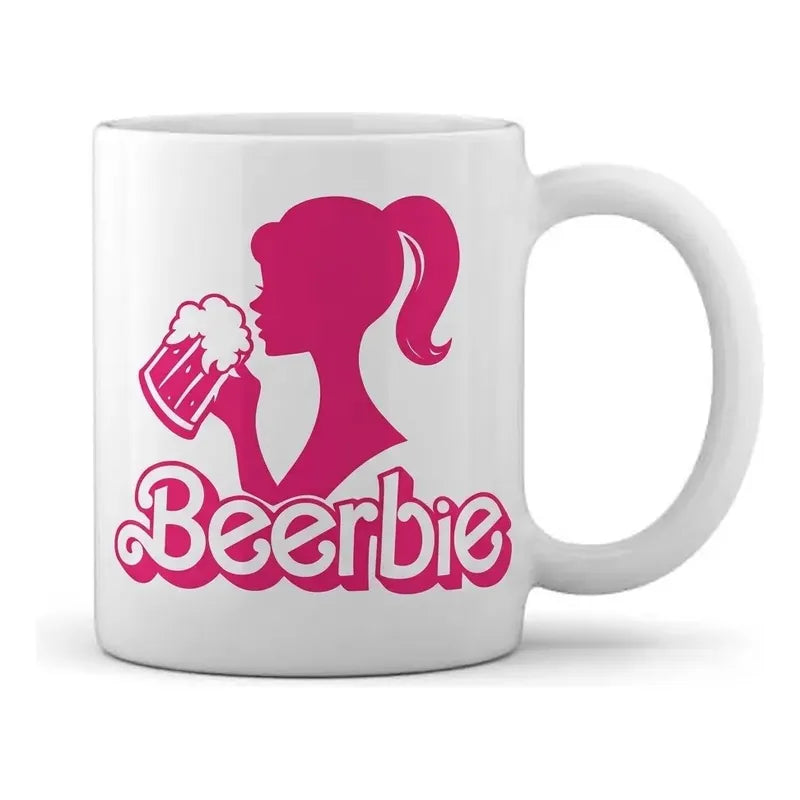 Taza De Cerámica Beerbie Rosa 11oz Blanco Beerbie